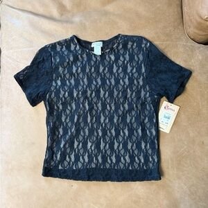 Vintage Deadstock NWT Cinema Etoile Lace Shirt Black Women’s Size Small